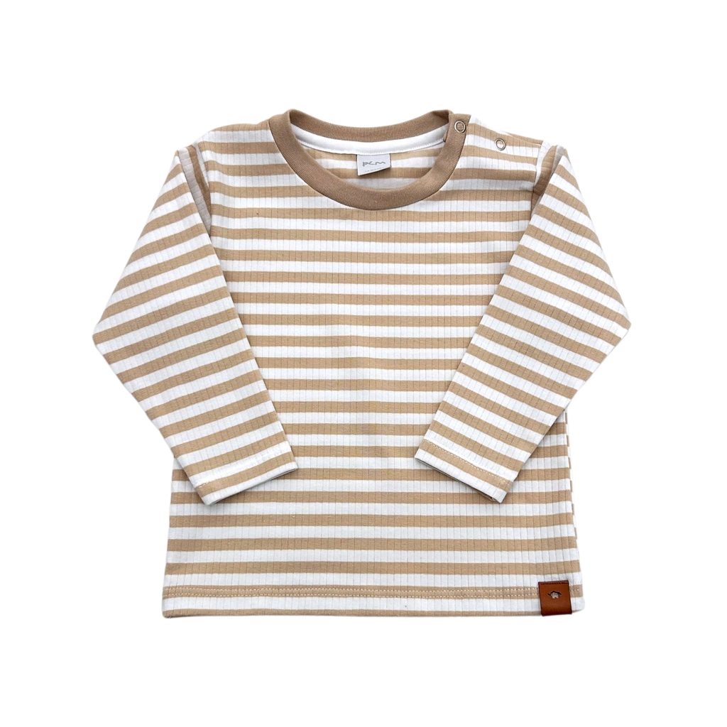 1215 - Remera de canalé tejido con elastano rayado
