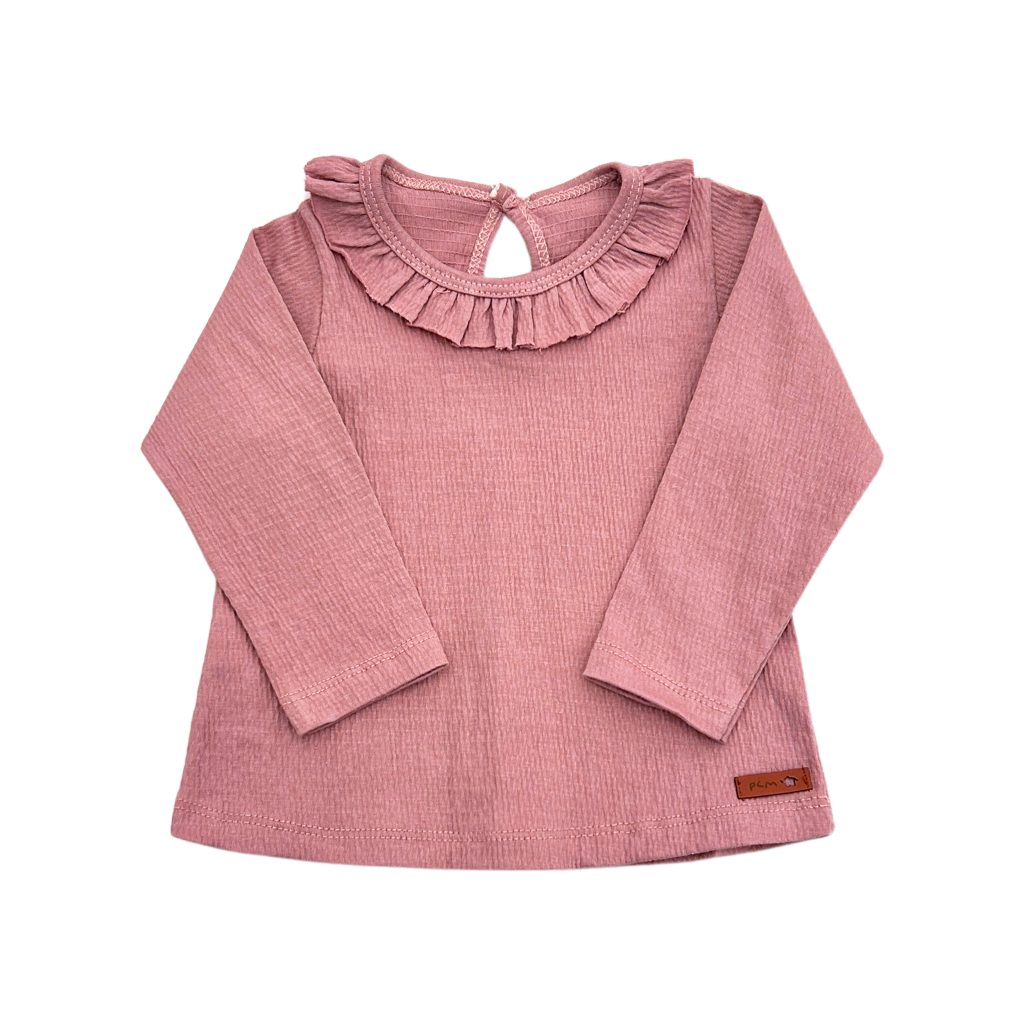 1253 - Remera de bambula elastizada con volado en el cuello
