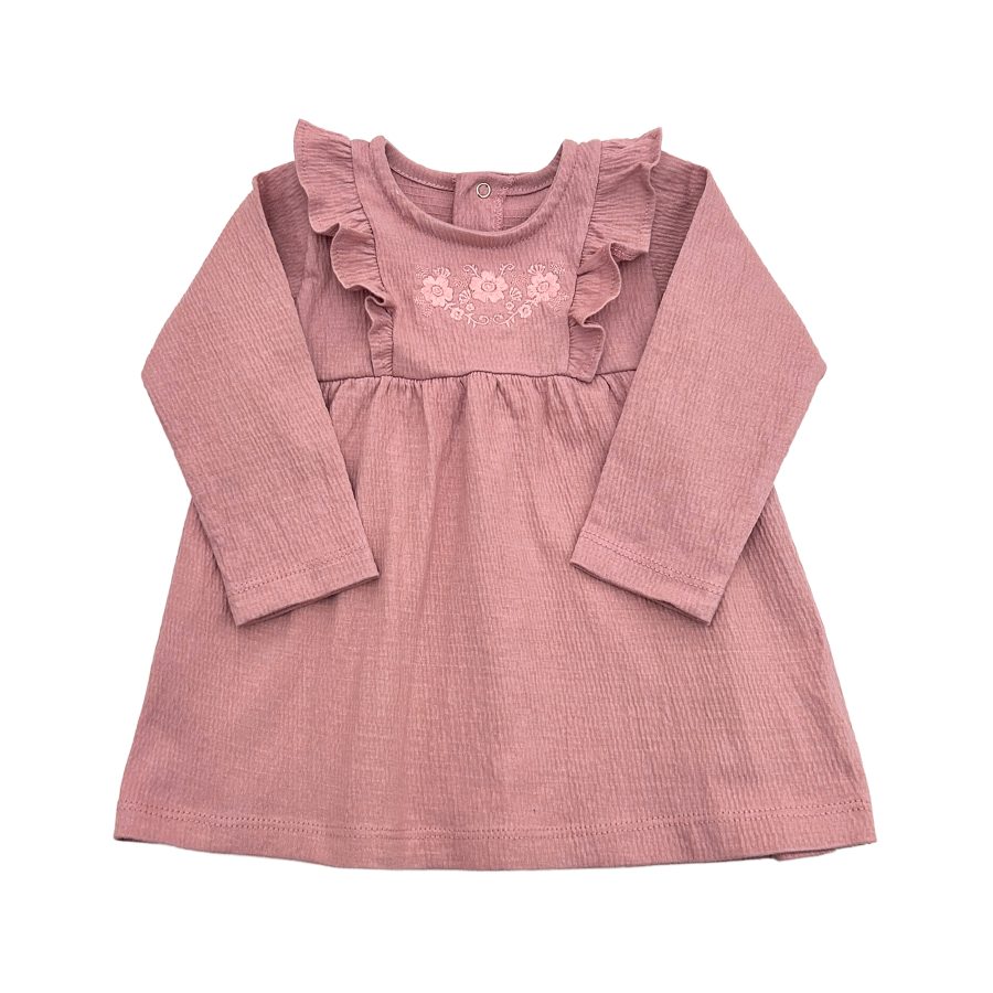 2321 - Vestido bordado con volados de bambula elastizada
