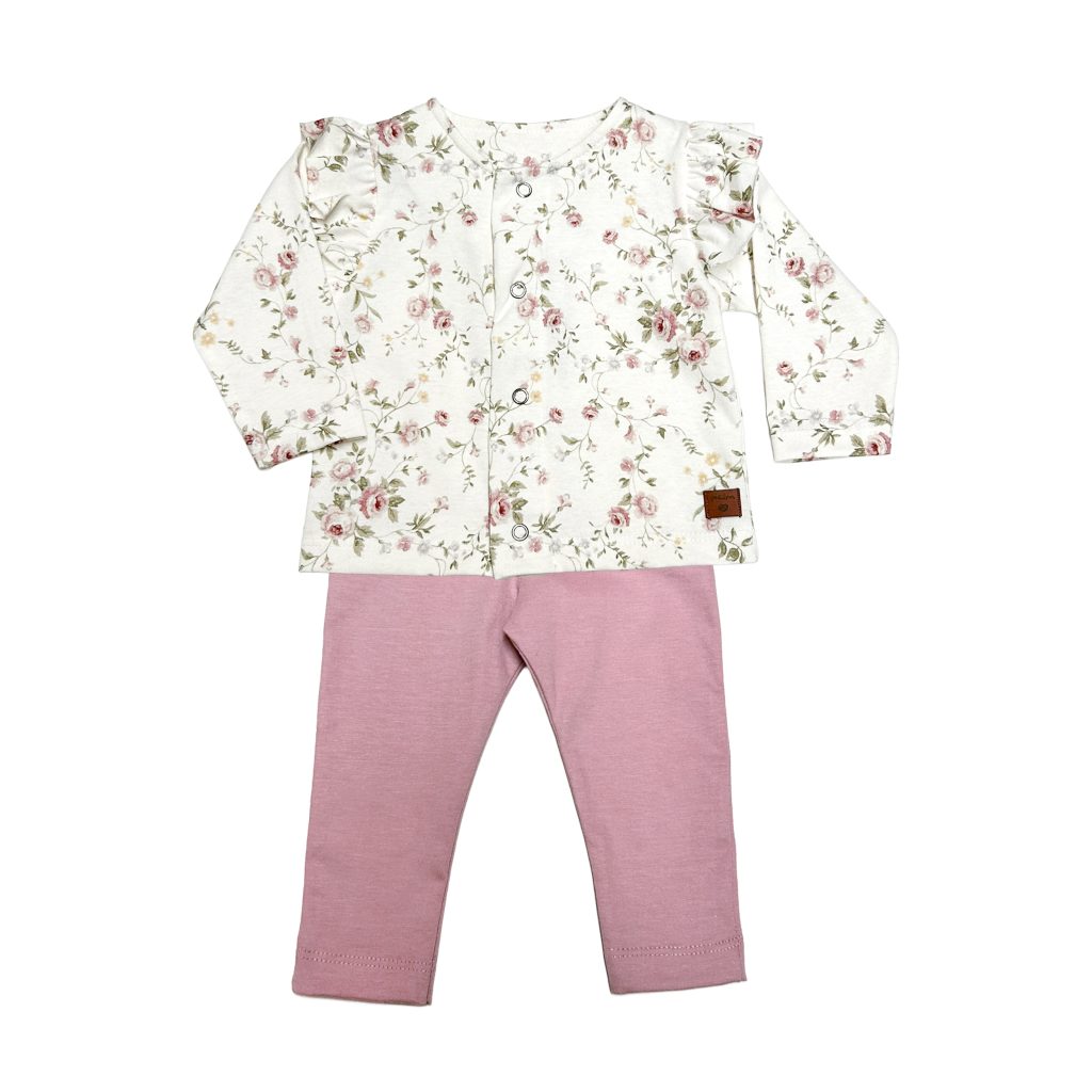 1626 - Set saquito con volado estampado y pantalón con puño